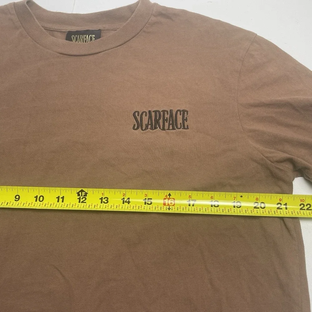 Scarface Shoe Palace Large T-Shirt Tee Brown Embroidered Pacino Montana Movie